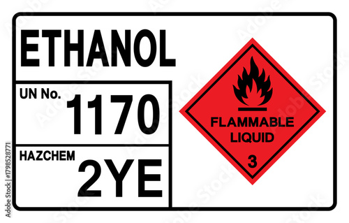 Ethanol UN 1170 Symbol Sign, Vector Illustration, Isolate On White Background, Label.EPS10