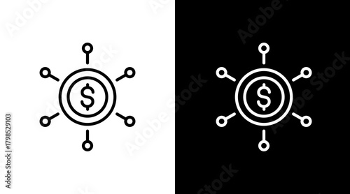 Financial Network  White Icon Set Design
