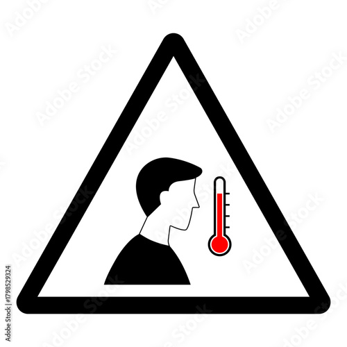 Symptoms Fever Of Covid-19 Virus Symbol Sign,Vector Illustration, Isolated On White Background Label.EPS10