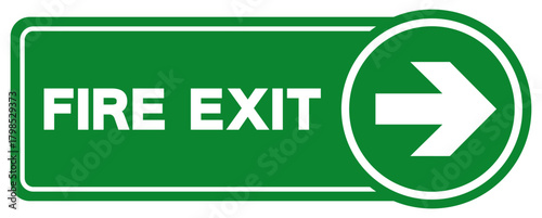 Fire Exit Arrow Right Down Symbol Sign, Vector Illustration, Isolate On White Background Label. EPS10
