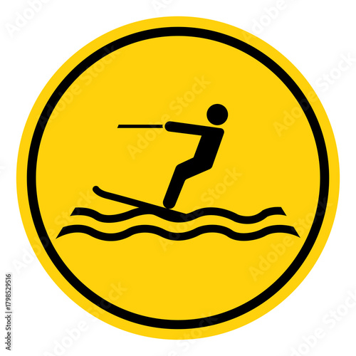 Water Skiing Area Symbol Sign, Vector Illustration, Isolate On White Background Label. EPS10