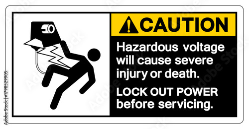 Caution Hazardous voltage will cause severe injury or death Symbol Sign, Vector Illustration, Isolate On White Background Label .EPS10