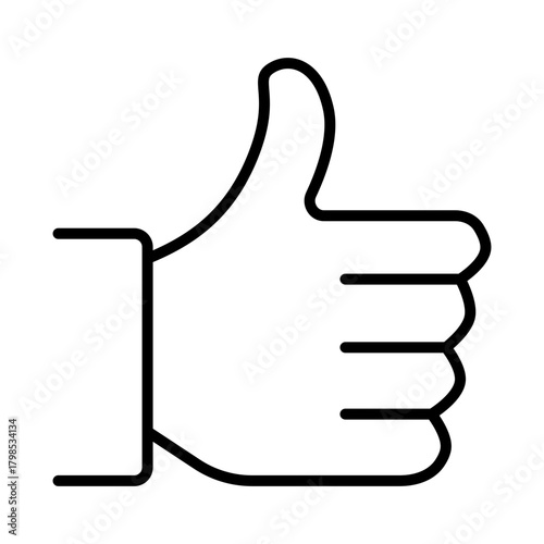 Thumbs Up Line Art Icon Positive Feedback, Approval, and Agreement Symbol