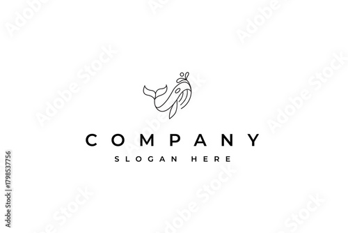 Abstract Orca Whale logo with minimalist modern style concept.