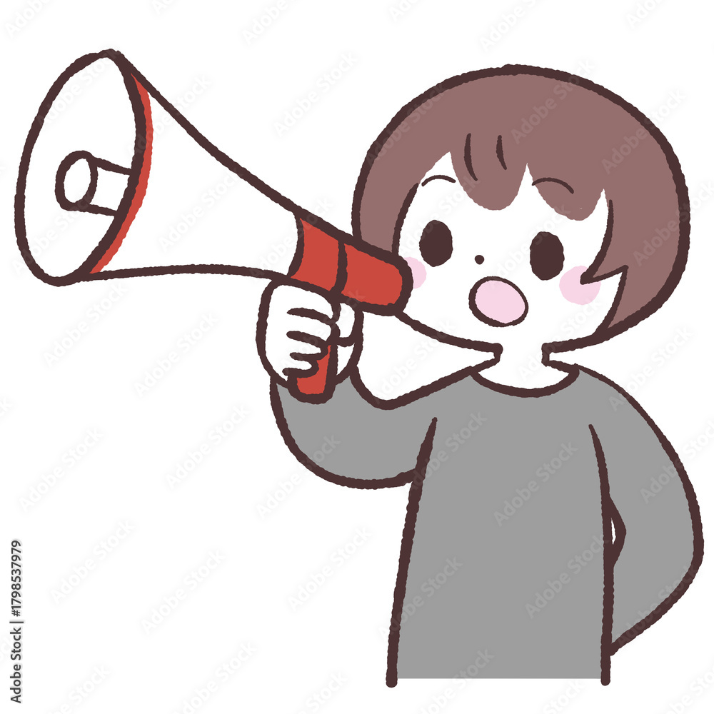Obraz premium 拡声器を使う人のイラスト
