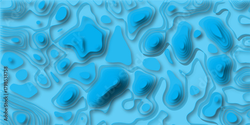 3D Papercut Stylized White Topographic Contour Scheme and Terrain. Geographic mountain terrain. Topographic canyon geometric map relief texture with curved layers and shadow.	