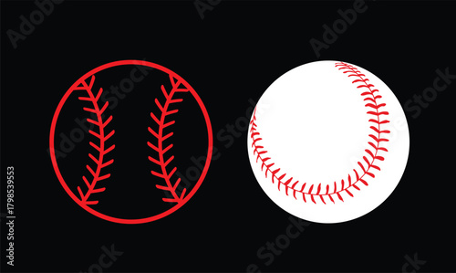 Baseball Stitches on a white background, Baseball Outline , vector illustration