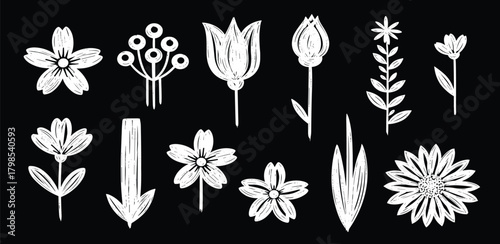 Set of stylized wind icons and illustrations representing air movement and weather patterns