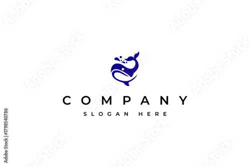 Abstract Orca Whale logo with minimalist modern style concept.