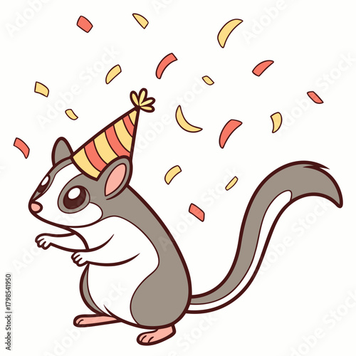 Playful expression on a Sugar Glider in a New Year celebration theme – Midnight Sparkle vector art