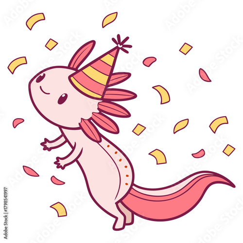 Charming SVG of a Shy Axolotl, styled in a New Year celebration theme with Midnight Sparkle hues