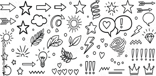 Line Art Icons Collection Hand-Drawn Style for Creative Projects