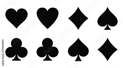 black card suits hearts diamonds clubs and spades are displayed