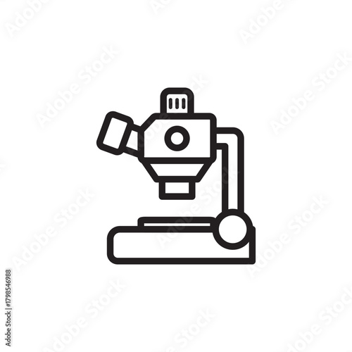 Industrial microscope icon symbolizing high-magnification inspection and surface defect analysis, representing specialized quality control instrumentation, laboratory metrology, and materials testing.