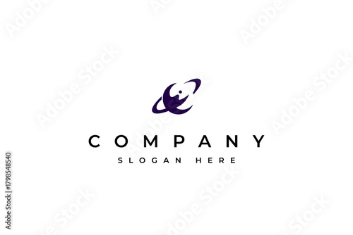 planet logo design vector. saturn planet space outer design concept style