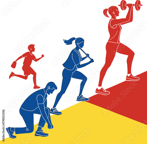 Diverse group of people exercising together in a fitness class