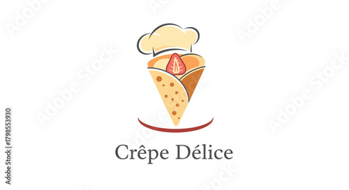 Delicious Crepe Preparation, Culinary Delight, Kitchen Setting, Illustration, Warm Atmosphere, Close-Up View, Culinary Art
