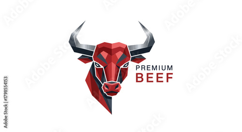 Premium Beef Logo Design, Graphic Representation, Digital Art, Modern Style, Bold Colors