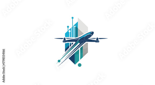 Airplane Action Graphic Illustration, Aviation Technology Concept, Modern Design, Digital Artwork, Clean Background