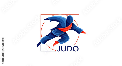Dynamic Judo Action, Martial Arts, Sports Event, Illustration, Competitive Environment, Side View, Athletic Excellence