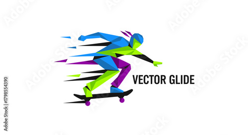 Action-Packed Skateboarding, Athlete Performing Tricks, Urban Park, Illustration, Dynamic Movement, Low Angle, Youthful Energy