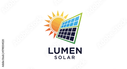 Lumen Solar Branding Concept with Vibrant Sun and Panel Graphics
