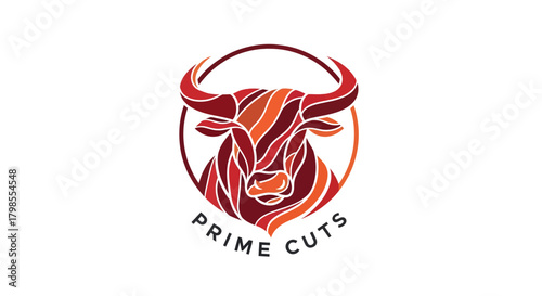 Logo Design, Cow Illustration, Prime Cuts, Graphic Art, Modern Style, Colorful Environment, Artistic Viewpoint, Branding Concept