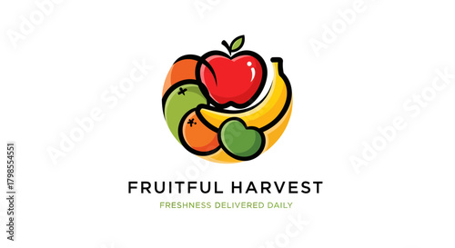 Fruitful Harvest Logo Design, Modern Graphic Style, Vibrant Colors