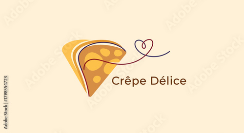 Delicious Crepe Logo Design, Food Branding, Graphic Art, Restaurant Identity, Creative Environment, Modern Viewpoint, Culinary Concept
