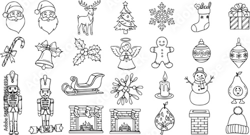 Christmas Doodle Icons Collection: Festive Holiday Vector Set