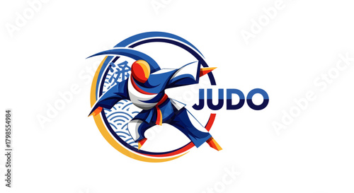 Judo Action Event, Martial Arts Competition, Graphic Design, Sports Arena, Dynamic Viewpoint, Athletic Concept