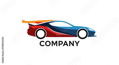 Exciting Race Car Logo Design, Automotive Branding, Creative Graphics, Digital Art Environment, Side View Perspective, Modern Concept
