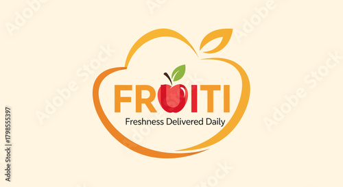 Fresh Fruit Delivery Service Logo Design Featuring Vibrant Colors and Apple Imagery in a Minimalist Style