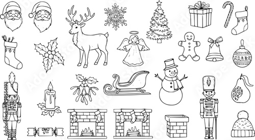 Christmas Holiday Doodle Set: Hand-Drawn Festive Icons for Decoration, Design  Crafts