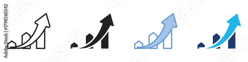 Growth icon set multiple style collection
