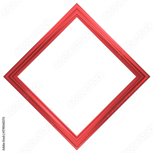 diamond shaped red metallic frame for minimalist modern decoration