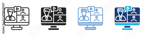 Webinar icon set multiple style collection