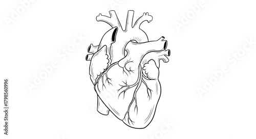 Anatomical drawing of a human heart.