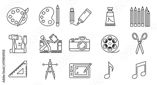 Collection of Art and Creative Tools Icons.