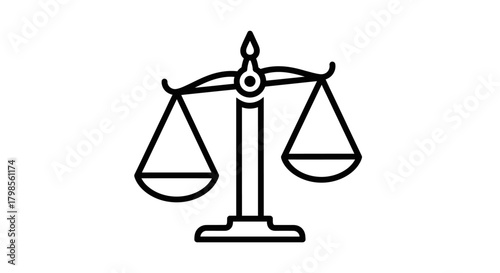Scales of Justice Symbol Line Art.