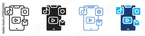 Social media icon set multiple style collection