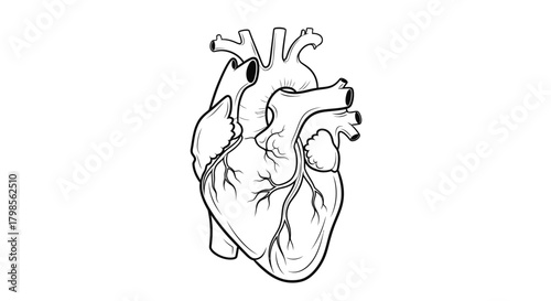 Anatomical illustration of a human heart.