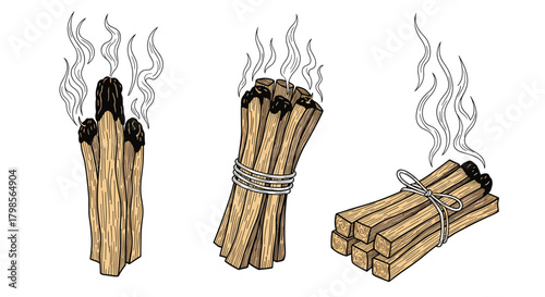 Three different ways to burn wood bundles for aromatherapy and smudging rituals.