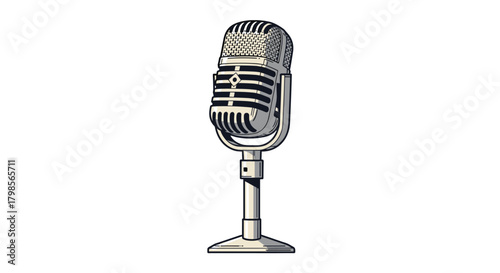 Retro microphone for broadcasting recording or performance events.