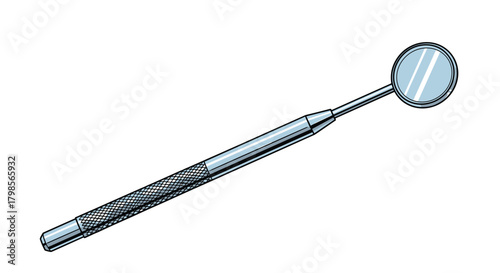 A dental mirror is a medical instrument used by dentists to see parts of the mouth. This essential tool aids in examination.