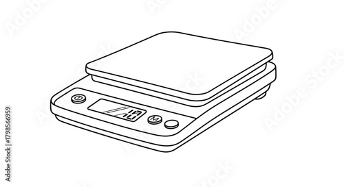 A digital kitchen scale with a flat weighing platform and clear display showing measurements.