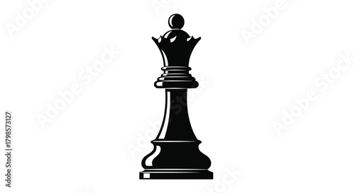 Black silhouette of a queen chess piece, isolated on