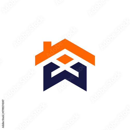 Modern Home Roof Concept real estate business . minimal, outline, geometric