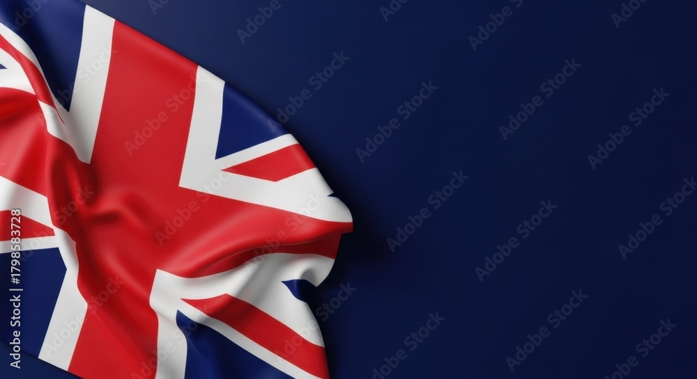 Fototapeta premium Union Jack Flag on Dark Blue Background