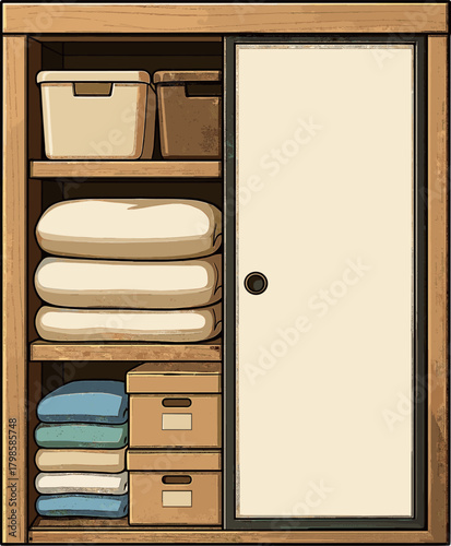 和室の押し入れのイラスト
